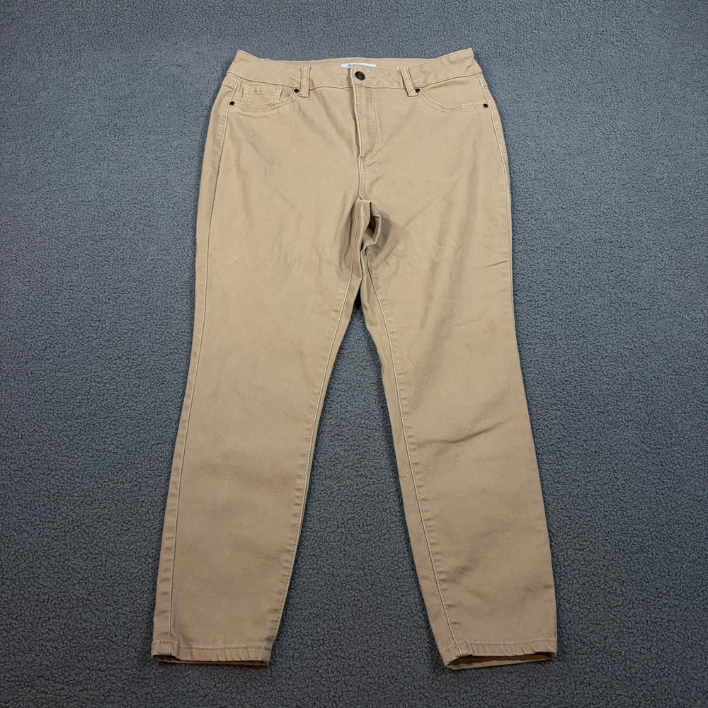 d.jeans Pants Womens 12 Tan Khaki Skinny Leg Stretch Casual Workwear Tapered